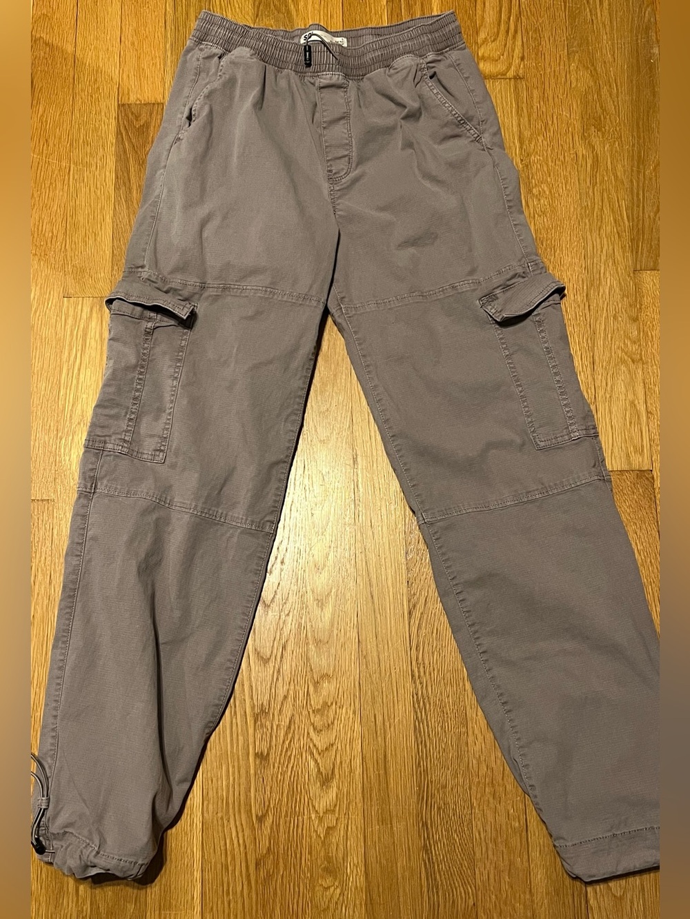 SO Pants Women’s SMALL Purple Gray Parachute Cargo, High Rise Tapered**